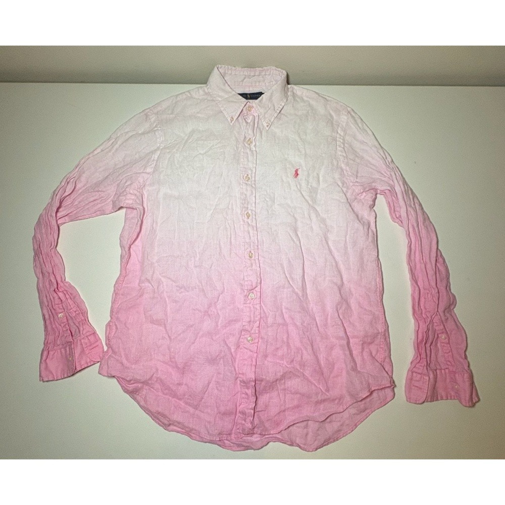Polo Ralph Lauren Men's 100% Linen PINK FADE Button Down Shirt | Large